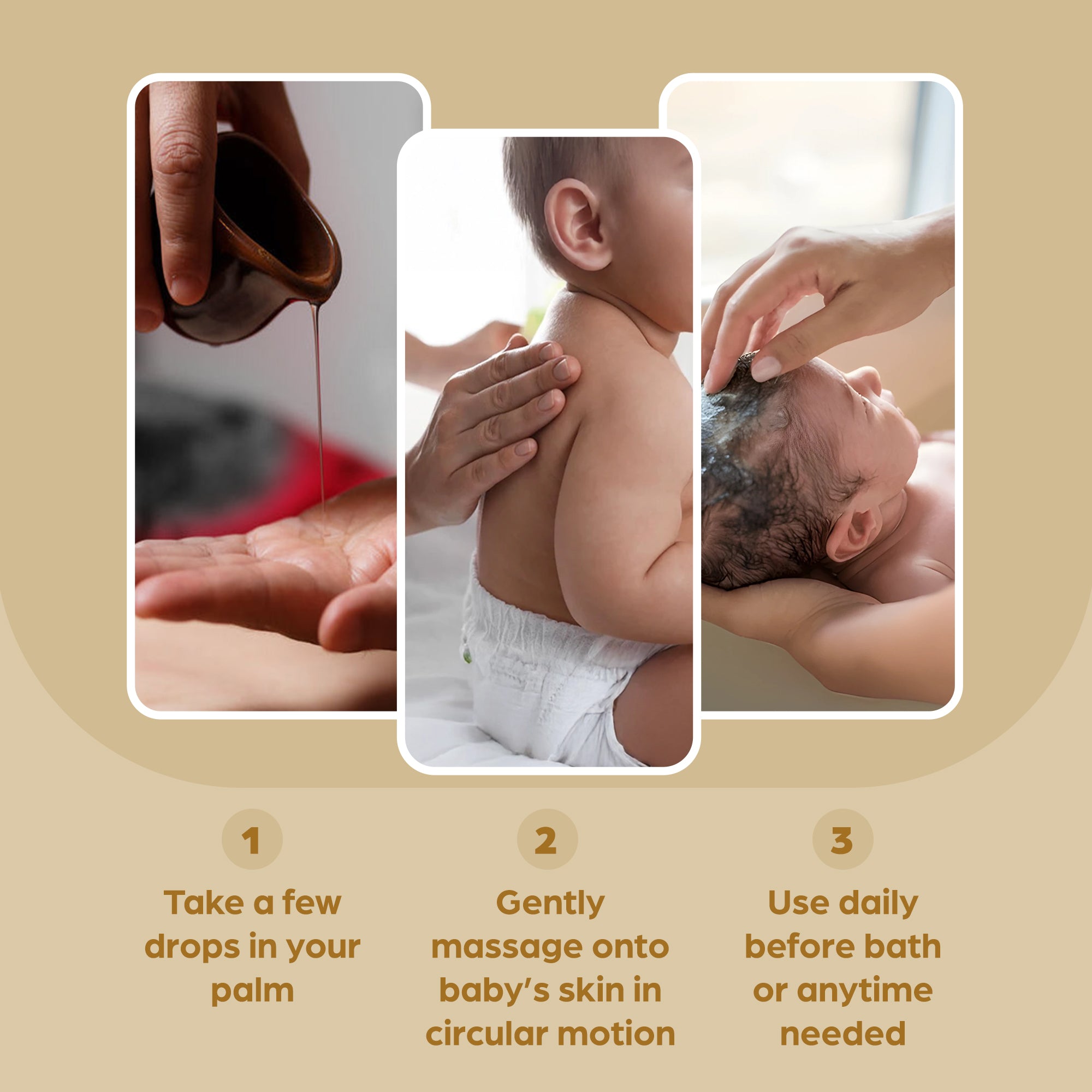 A guide on using baby massage oil, featuring step-by-step instructions and benefits for soothing and bonding with babies.